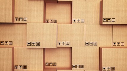 3d stack of cardboard boxes with vertical movement - Powered by Adobe