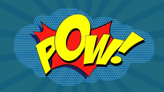 3 words Wow! Pow! Oops! with matte channel in comics style. Wipe.