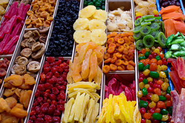 colorful dried fruit market