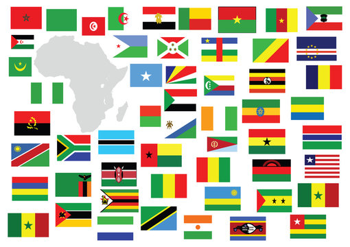 African Continent with country flags