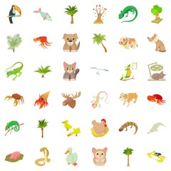 Obraz premium Sand animal icons set, cartoon style