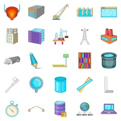 Planning icons set, cartoon style