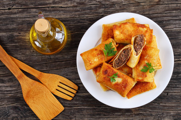 minced Meat and liver Stuffed Crepes