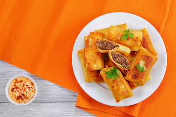 Crepes filled with minced Meat and liver