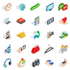 Mobile operator icons set, isometric style
