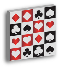 Red, white and black ace cards