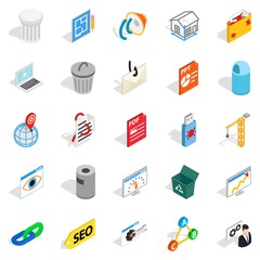 Laptop icons set, isometric style