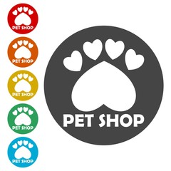 Pet store or shop icons set - Illustration