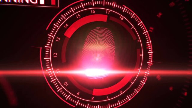 Fingerprint scanning technology. Red color.