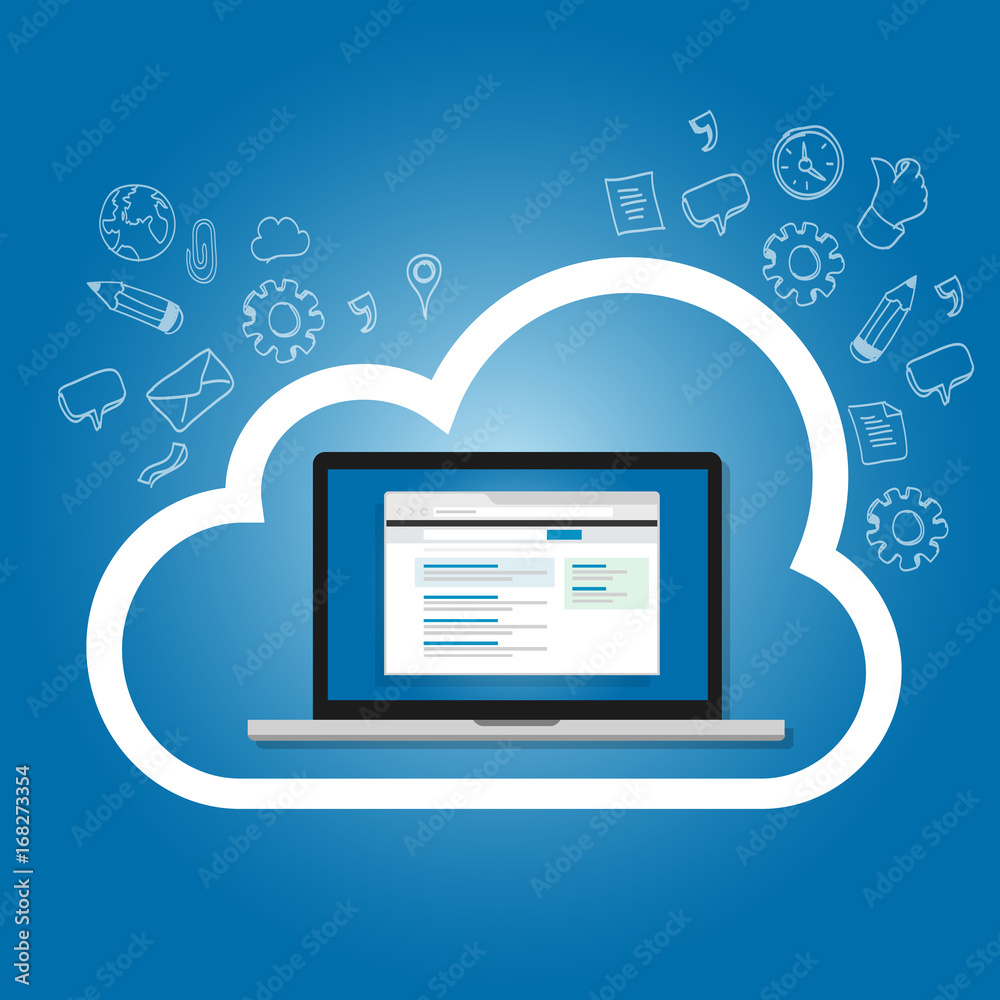 Poster saas software as a service on the cloud internet search engine optimization result on web