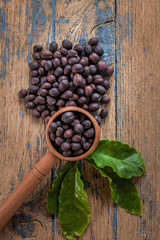 dried berries coffee beans on