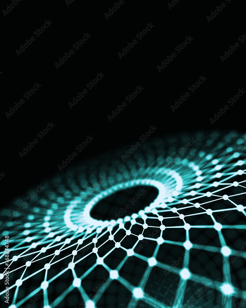 Poster abstract 3d rendering futuristic dots and lines. computer geometric digital connection structure. fu