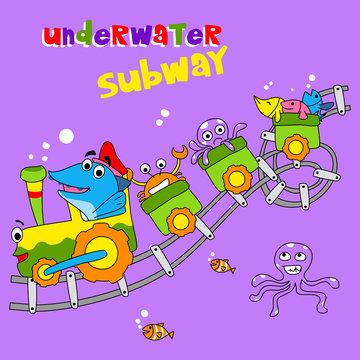 underwater subway - vector illustration for children.