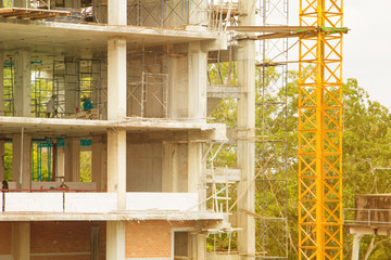work construction in building high site workplace and sunlight with copy space add text