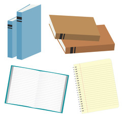 Note pad. Textbooks and books. Vector illustration on white background.
