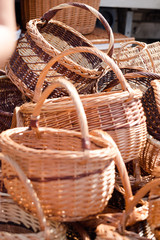 Traditional handmade woven wicker baskets