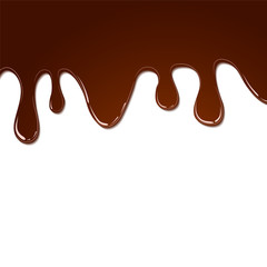 stock vector flowing melted chocolate isolated on white background