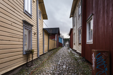 Cobblestone street in the old town of Provoo, Finland