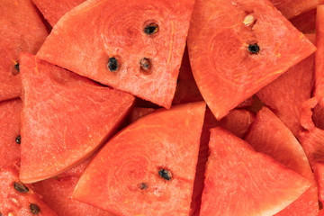 Top view of sliced red watermelon