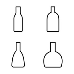 thin line glass bottle icons on white background