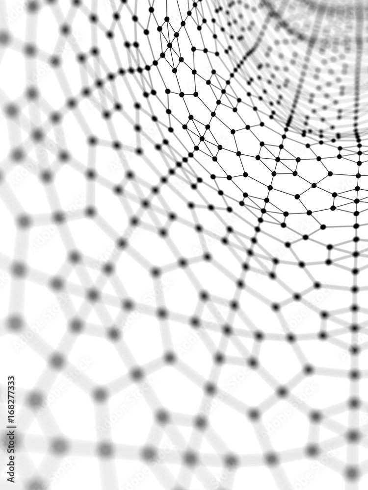 Poster abstract 3d rendering futuristic dots and lines. computer geometric digital connection structure. fu