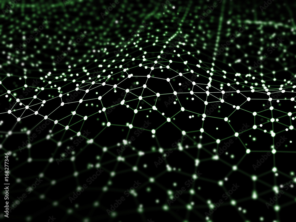 Poster abstract 3d rendering futuristic dots and lines. computer geometric digital connection structure. fu