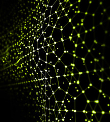 Abstract 3d rendering futuristic dots and lines. computer geometric digital connection structure. Futuristic black abstract grid. Plexus with particles. Intelligence artificial