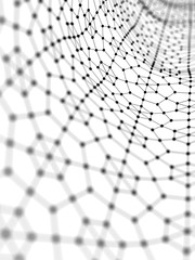 Abstract 3d rendering futuristic dots and lines. computer geometric digital connection structure. Futuristic black abstract grid. Plexus with particles. Intelligence artificial