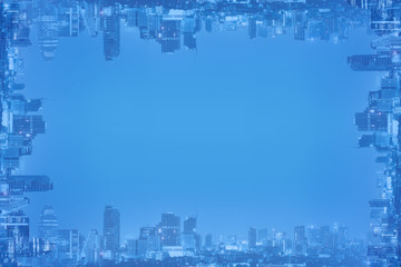 Abstract background frame of cityscape and space for copy with blue tone.