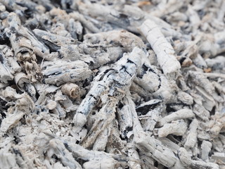 Ash and coals from the fire