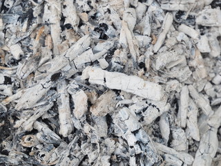 Ash and coals from the fire