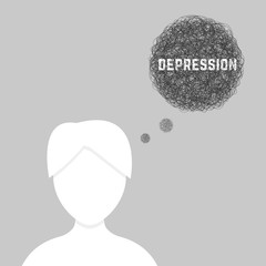 silhouette of woman in depression