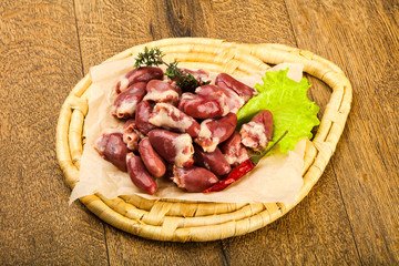 Raw chicken hearts