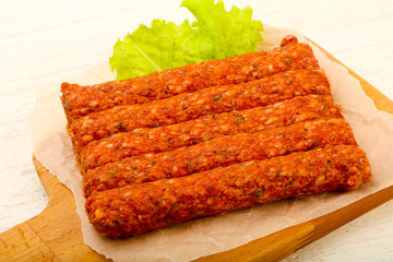 Raw beef sausages