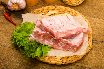 Raw pork ribs