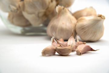 Garlic on a white background