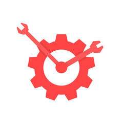 red repair service logo like clock