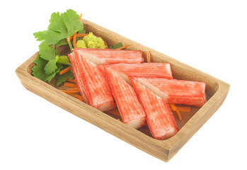 crab sticks on white background © sucharat