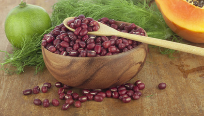 Adzuki Beans on Background with Spoon