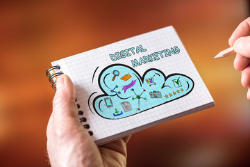 Digital marketing concept on a notepad