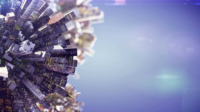 3d rendering of Globe and Buildings with copyspace area