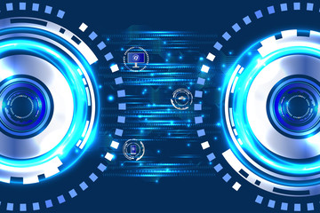 Digital business, futuristic technology concept on blue background. Illustration vector