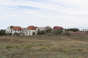 Fototapeta na wymiar View of Vitino village, Saksky district, Republic of Crimea, Russia