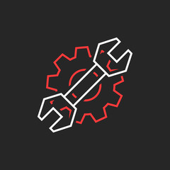 thin line wrench and gear like repair service logo