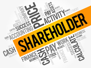 Shareholder word cloud collage, business concept background