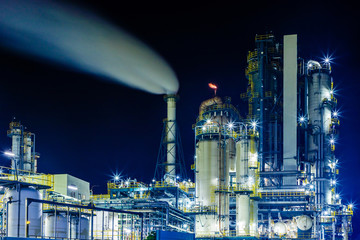 modern factory building night view.