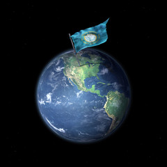 Drapeau du Dakota du Sud (USA) sur la planète Terre 