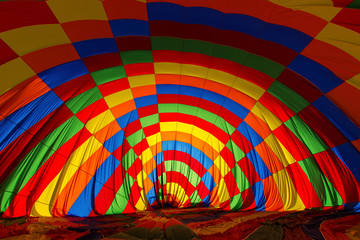 Men gathering the balloon after landing in Cappadocia, Turkey