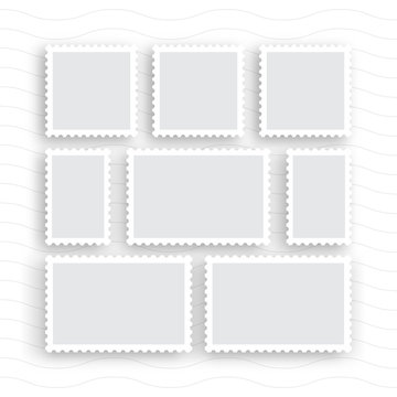A set of postage stamps vintage, vector flat. Vector templates isolated