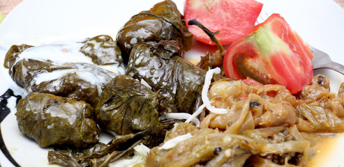 Sarma , Turkish Traditional famous food on grape leaves.